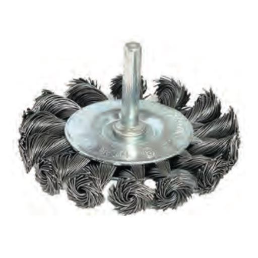 Дисковая щетка с жгутированной проволокой на хвостике